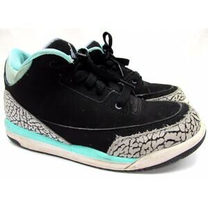 Nike Air Jordan 3 III Retro GP 441141-045 Black / Iron Purple / Turquoise Sz 3y